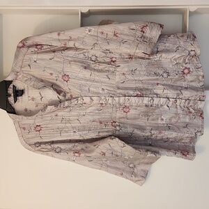 Antilia Femme Floral Embroidered Blouse 3/4 Sleeves Mandarin Colar 2X